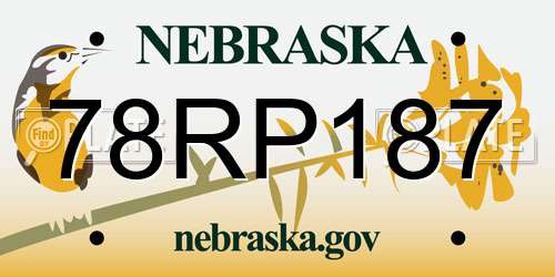 78RP187 Nebraska License Plate