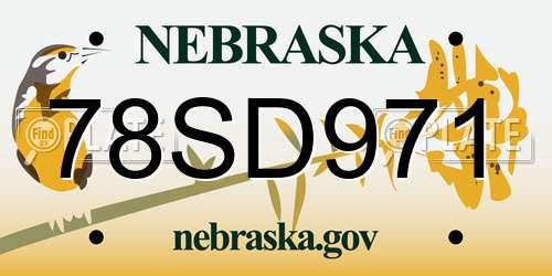 78SD971 Nebraska License Plate