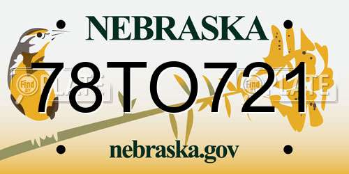78TO721 Nebraska License Plate