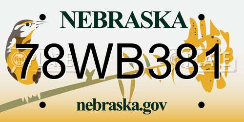 78WB381 Nebraska License Plate