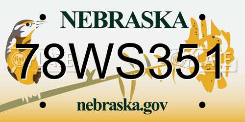 78WS351 Nebraska License Plate