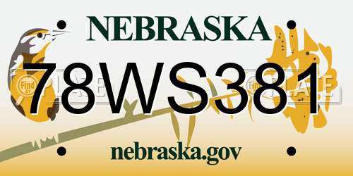 78WS381 Nebraska License Plate