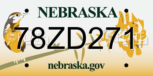 78ZD271 Nebraska License Plate