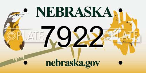 7922 Nebraska License Plate