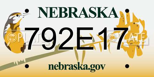 792E17 Nebraska License Plate
