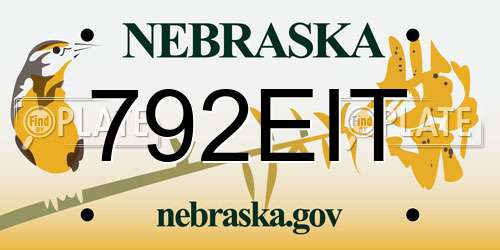 792EIT Nebraska License Plate