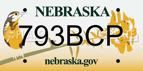 793BCP Nebraska License Plate