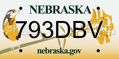 793DBV Nebraska License Plate