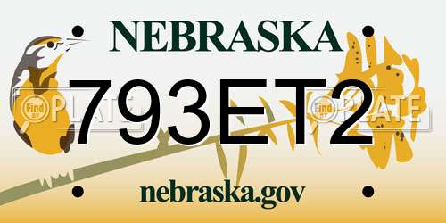 793ET2 Nebraska License Plate