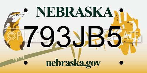 793JB5 Nebraska License Plate