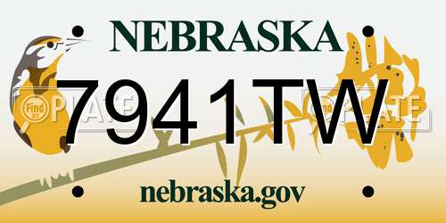 7941TW Nebraska License Plate