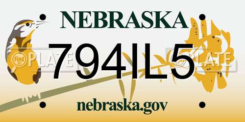 794IL5 Nebraska License Plate