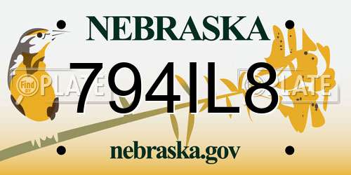 794IL8 Nebraska License Plate