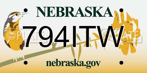 794ITW Nebraska License Plate