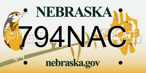 794NAC Nebraska License Plate