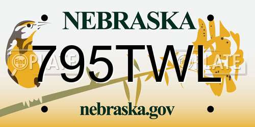 795TWL Nebraska License Plate