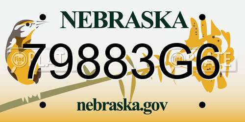 79883G6 Nebraska License Plate