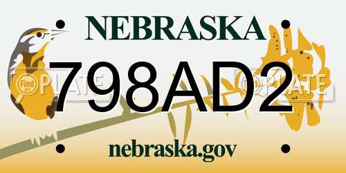 798AD2 Nebraska License Plate