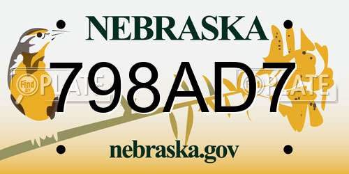798AD7 Nebraska License Plate
