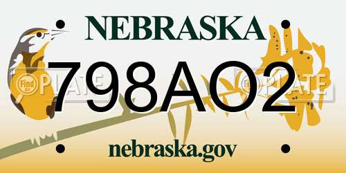 798AO2 Nebraska License Plate