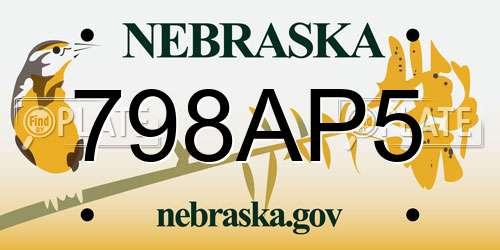 798AP5 Nebraska License Plate
