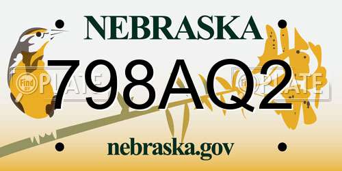 798AQ2 Nebraska License Plate