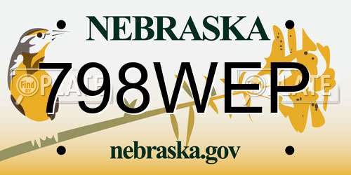 798WEP Nebraska License Plate