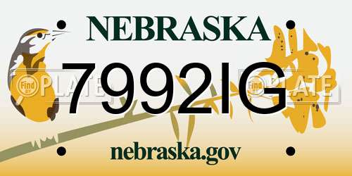 7992IG Nebraska License Plate
