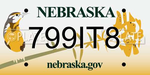 799IT8 Nebraska License Plate