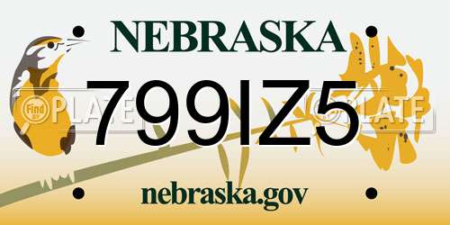 799IZ5 Nebraska License Plate