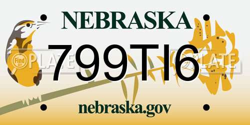 799TI6 Nebraska License Plate