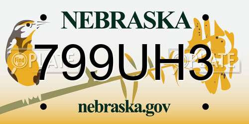 799UH3 Nebraska License Plate
