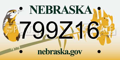 799Z16 Nebraska License Plate