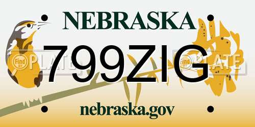 799ZIG Nebraska License Plate