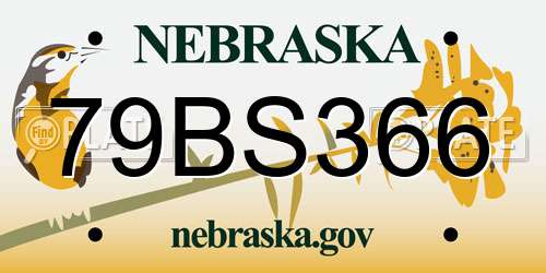 79BS366 Nebraska License Plate
