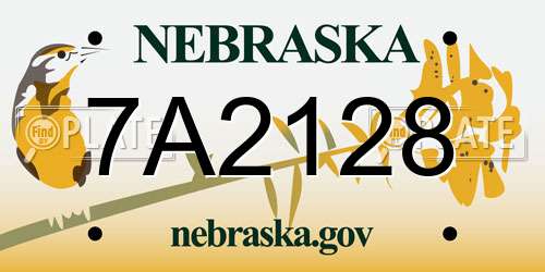 7A2128 Nebraska License Plate