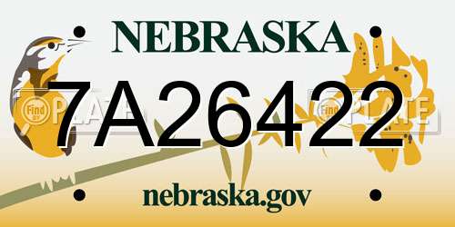 7A26422 Nebraska License Plate