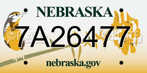 7A26477 Nebraska License Plate