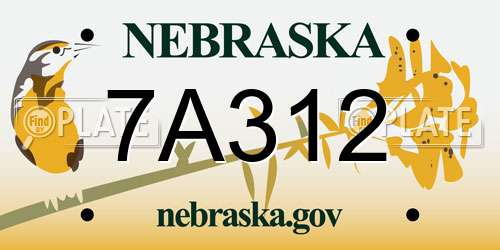 7A312 Nebraska License Plate