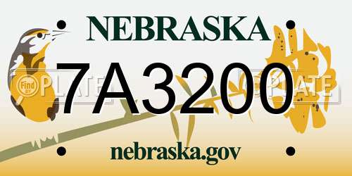 7A3200 Nebraska License Plate