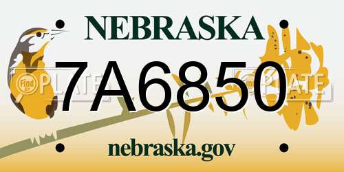 7A6850 Nebraska License Plate