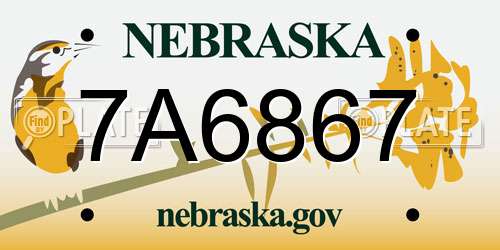 7A6867 Nebraska License Plate