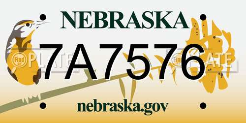 7A7576 Nebraska License Plate