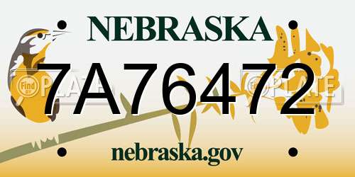 7A76472 Nebraska License Plate
