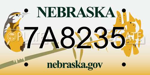 7A8235 Nebraska License Plate
