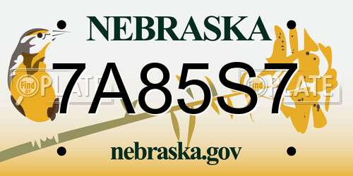 7A85S7 Nebraska License Plate