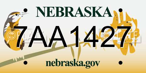 7AA1427 Nebraska License Plate