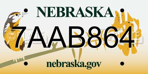7AAB864 Nebraska License Plate