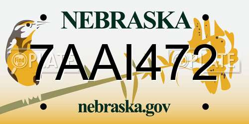 7AAI472 Nebraska License Plate