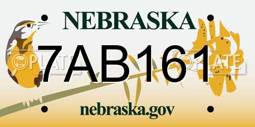 7AB161 Nebraska License Plate